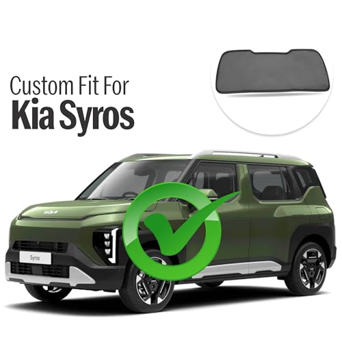 Image of Autofact Dicky Curtain for Kia Syros | Custom Fit Rear Windshield Sunshade | Foldable Mesh | Privacy & Cooling Car Accessory | Car Rear Sun Shade UV Block Easy Install Durable Black Mesh