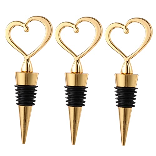Parliky 1 Set 3 Pcs Decorative Gifts Heart Decoration Presents Cork Saver Wine Wedding Guests Proof-Heart Favors Bottle Champagne Heart-Shaped Shape Bridal Plugs Favor Shower For Stopper #TOP1