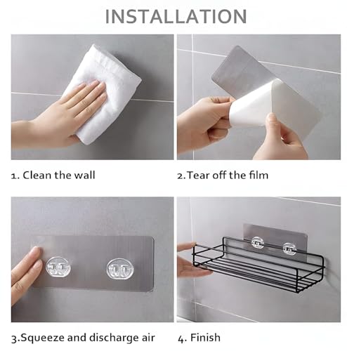 Image of BIRDWING Flat Design 2 Pic Wall Mounted Stand Holder with Adhesive Sticker No-Drilling Soap /Shampoo Holder Ideal for Kitchen, Bathroom (GG Pack of-2)