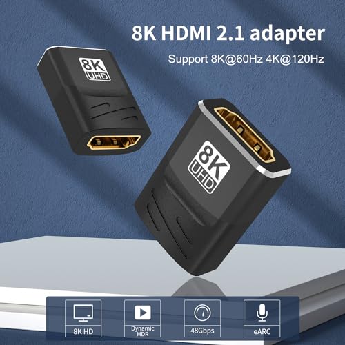 2-Pack Adaptador HDMI 2.1 Hembra a Hembra Dorado miniatura 2