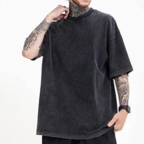 3 Pcs Men's Oversized Cotton Summer T-Shirts - Vintage Baggy Tee Loose Fit Short Sleeve T-Shirts Casual Streetwear2
