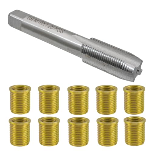 Ausi Kit de réparation de filetage de bougie d'allumage universel avec inserts M14 x 1,25 et taraud M16 x 1,25 pour générateurs et moteurs diesel. Outils de...