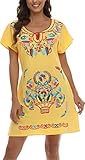 YZXDORWJ Women Mexican Embroidered Dress Short Sleeve (L, 27Y)