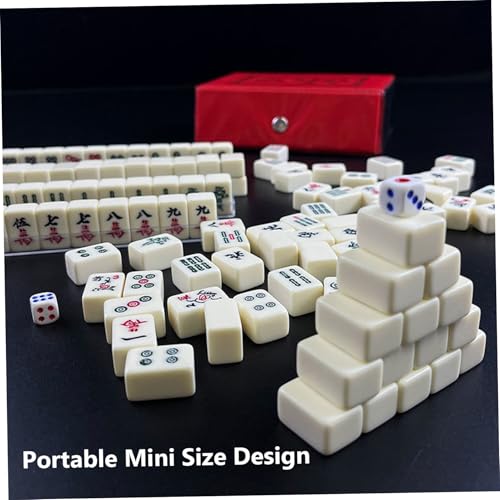 Mini Mahjong set juego tradicional chino con 144 piezas y dados miniatura 3