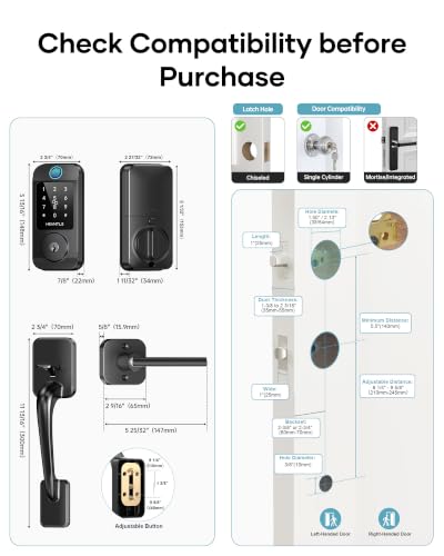 HEANTLE Wi-Fi Front Door Lock Set, Keyless Entry Fingerprint Smart Deadbolt - image 5