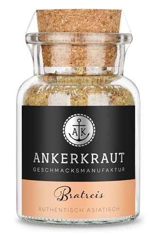 Ankerkraut Bratreis, Gewürzzubereitung für Reis, mit Zwiebel, Knoblauch und Zitronengras, Instant Reis, 95 g im Korkenglas