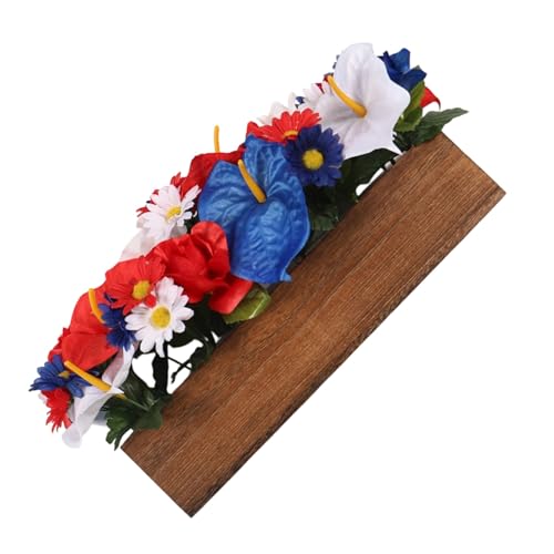 Centre de table en fleurs artificielles patriotiques avec marguerites blanches de style champêtre - 4