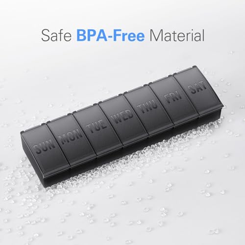 Image of Barhon Pill Organizer Large, Weekly Medicine Pill Organizers, 7 Day Pills Box Case Travel for Big Vitamin Supplements Fish Oil, Gray