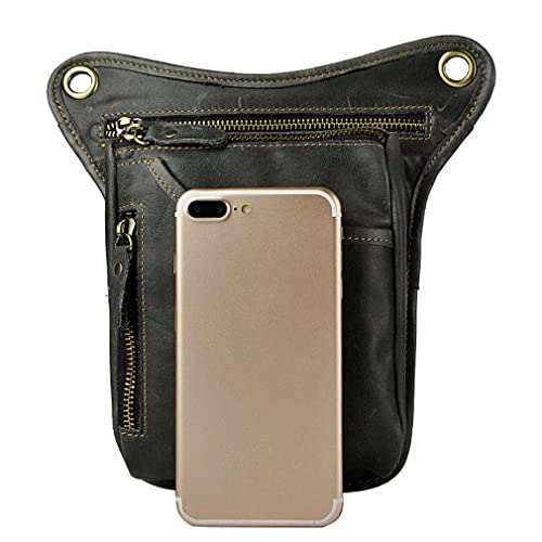 image for Hebetag Leather Waist Pack Drop Leg Bag for Men Women Belt Bumbag Mult