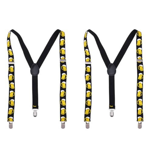 NOLITOY 2pcs Shoulder Girdle Suspenders Strap with Beer Printing for Parties Birthdays and Daily Wear Durable Design and