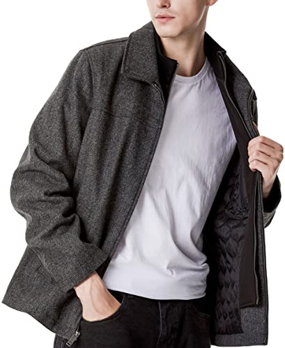 Image of DOCKERS Men's Wool Blend Zip Up Jacket With Quilted Bib