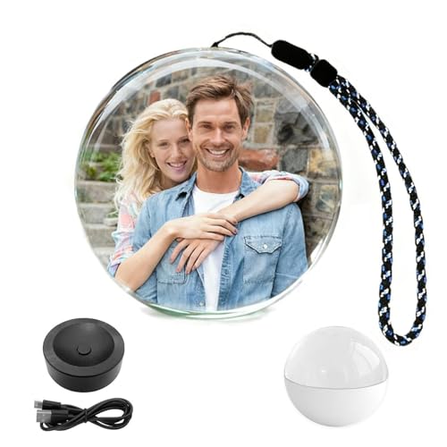 Crystal Ball Video Player Memory Orb 2.7 HD Screen 4GB Digital Frame Personalized USB Uploadable Video & Photos Rechargeable Memory Pearl for Couples Friends Family Anniversary Birthday