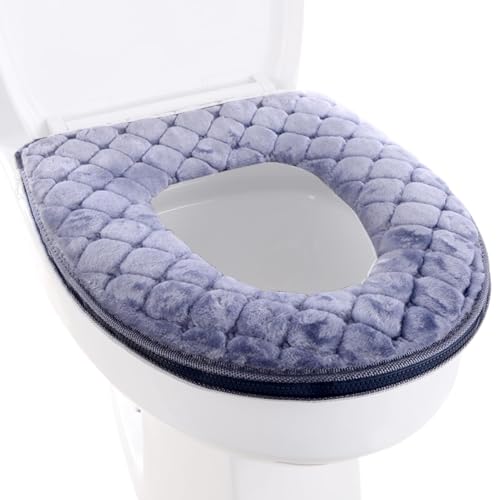 Padded Toilet Seat Cushion - Washable Velvet Thicken Comfortable Toilet Seat | Toilet Seat Cover Pads | Full-Envelope Design Household Toilet Seat Pad with Zipper | Fits All Oval Toilet Seats