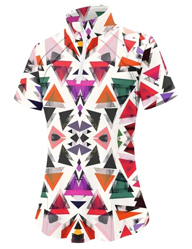 Image of LOMON Womens Golf Polo Shirts Summer Short Sleeve 1 /4 Zip Tops Moisture Wicking Casual Tennis Activewear with Pockets