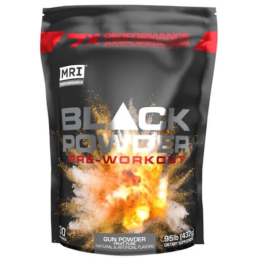 MRI Performance Black Powder Pre-Workout, Original NO2 Formula with Creatine, Beta-Alanine & Caffeine, Explosive Energy, Strength & Pumps, Build Muscle and Recover Faster (30 Servings) (Gun Powder)