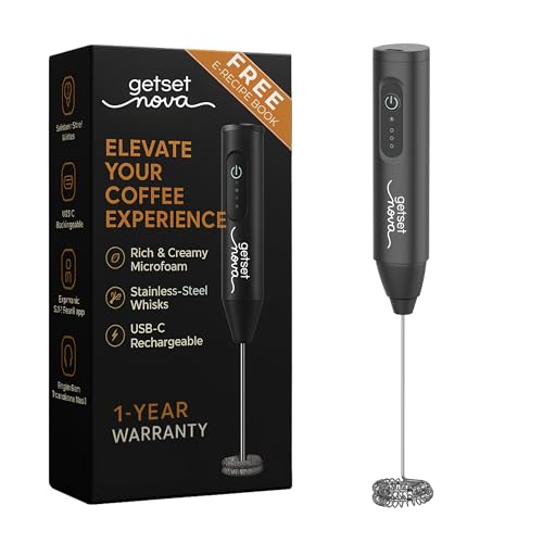 Nova Milk Frother Rechargable Coffee Frother Milk & Beater for Cold Latte 2In1 Handheld Battery-Powered Blender and Egg ...