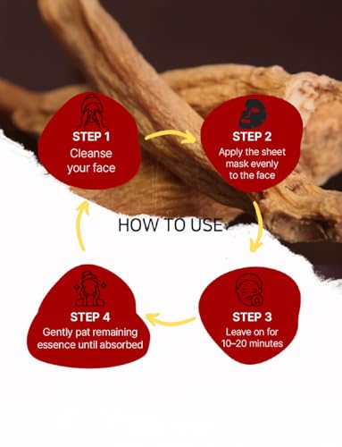 Red Ginseng Royal Glow Sheet Mask, Korean Facial Mask with Botanical Extracts, Hydrating & Radiance-Enhancing Face Mask, 10 Sheets, Made in Korea