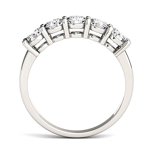 Charles & Colvard Created Moissanite 4mm Round Cut Wedding Band for Women | 1.15 cttw DEW | Lab Grown | Solid 14K White Gold with Rhodium3