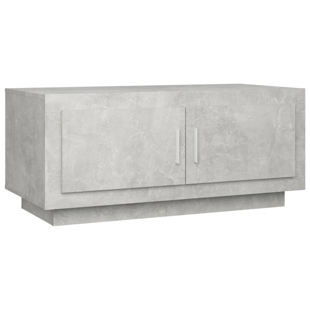 Table basse gris béton 102 cm anti-désordre avec placards fermés