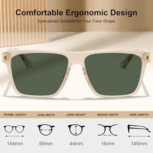 CARFIA Curved Acetate Polarized Sunglasses for Men UV Protection, Cool Retro Driving Eyewears with Embossed Pattern Wire Core4