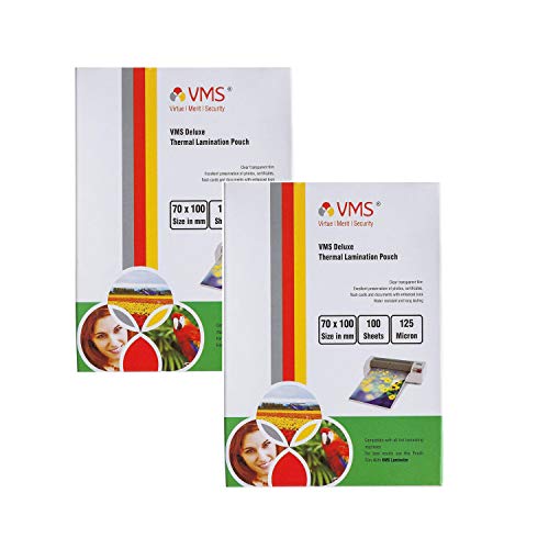 Image of VMS Deluxe 225x310mm 125 Micron A4 Lamination Pouch - 100 Sheets & VMS Deluxe 70x100mm 125 Micron Lamination Pouch - 2 x 100 Sheets