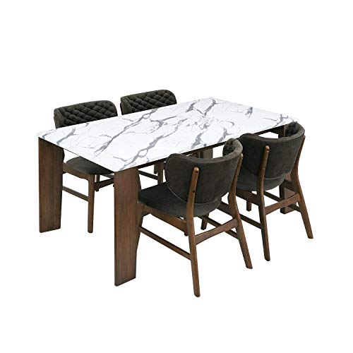 大理石調 テーブル ダイニングセット 4人 おしゃれ 160cm 汚れに強い 大理石柄 チェア4脚 5点セット モカブラウン 暮らしのインテリア大川 の最安値と通販店 購入可 サープラ