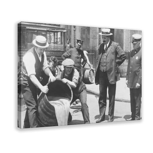 Impression sur toile Prohibition Raid 1921 vintage avec cadre à suspendre 50x75 cm
