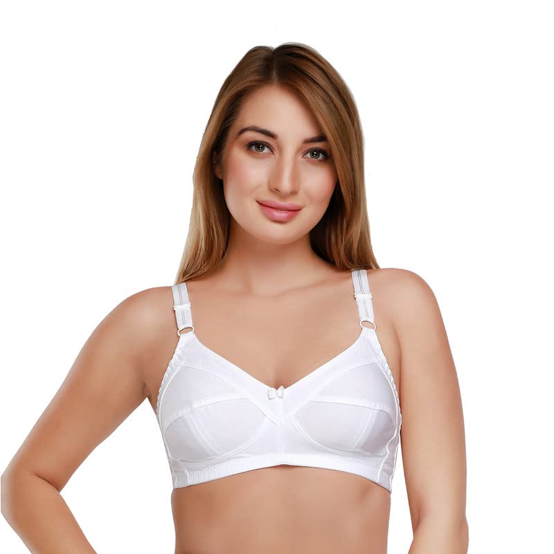 DAISY DEEWomen's Cotton Brassiere Non-Padded Wirefree Seamed Full Coverage Comfort-fit Cut and Sew, with Broader Band Regular/Dress/Saree Bra - NSHPU
