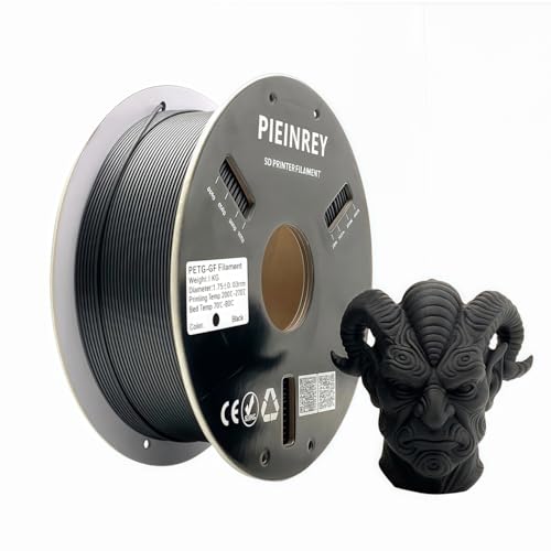 Reinforced Glass Fiber PETG Filament 1.75mm,PETG GF High Impact Resistance,Durability & Stiffness,Compatible with Bambu Lab Creality K1C,QIDI MAX3,FLASHFORGE, Prusa MK4 FDM 3D Printer,1 KG,Black