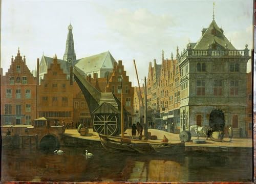 Tableau impressions d'art mural le port de Haarlem 60x90cm pour une décoration de chambre élégante