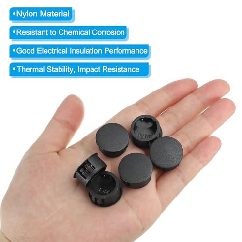Image of PATIKIL Hole Plugs Plastic, 100 Pcs 19mm(3 /4 inch) Screw Bumper Hole Plug Flush Snap Type Round Hole Cover Caps for Round Holes Cabinet Furniture Kitchen, Black