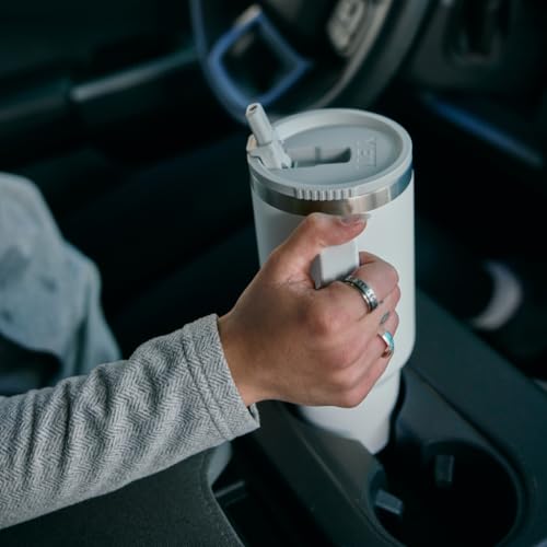 Image of YETI Rambler 40 oz Travel Mug with Flip Straw Lid - Stainless Steel, Vacuum Insulated, Leakproof, Cup Holder Friendly, Venom