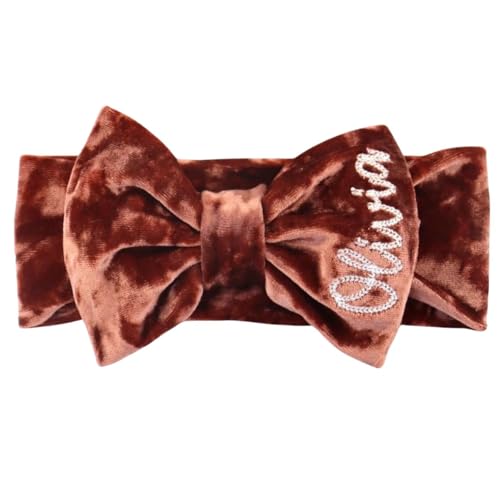Fall Bow Custom Personalized Headband Bow for Newborns, Infants, and Toddlers; Perfect for Gifts, Everyday, Bringing Baby Home, and Photoshoots - Soft Stretchy Velvet