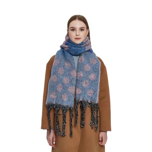 Large Blue Scarf Winter Christmas Scarves Warm Tassels Pashmina Fashion Blanket Wraps Shawl Soft Knit Scarf for Women and Girls3
