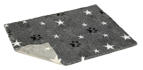 Vetbed NSGBPWS4030 Antiscivolo Grigio con Zampe Nere e Stelle Bianche, 101 x 76 x 3 cm