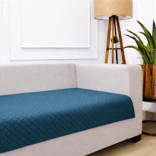 STITCHNEST 1 Seater Quilted Velvet Sofa Cover | Elegant Castleton Green Sofa Protector for Living Room | Soft, Washable | Perfect for Enhancing Living Room Interiors
