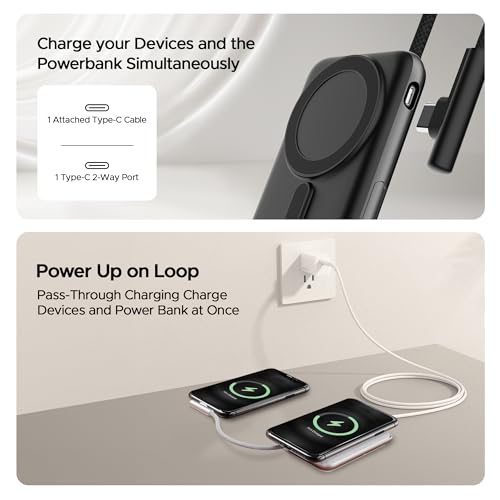 Image of Boat Energyshroom PB330 MagnaCharge 10000 mAh Magnetic Wireless Power Bank w / 15W Wireless Charging, Metal Stand,Magnacharge Ring for iPhone and Android Phones w /Wireless Charge(White)