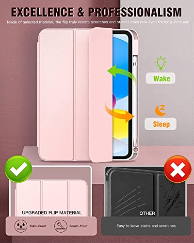 Image of ProElite Case Cover for Apple iPad (A16) 11th /10th Generation (2025 /2022), Transparent case Cover with Pencil Holder for iPad 11th /10th Gen 2025 /2022, Pink