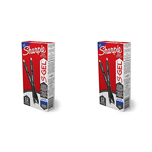 Sharpie S-Gel, Gel Pens, Medium Point (0.7mm), Blue Ink Gel Pen, 12 Count & S-Gel, Gel Pens, Fine Point (0.5mm), Blue Ink Gel Pen, 12 Count