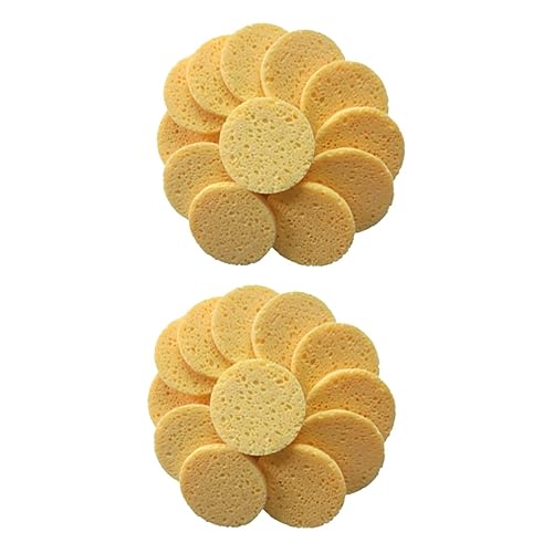 Housoutil 2sets Soft Makeup Removal Pads Skin Care Sponges Round Face Cleaning Puff Gentle Sos Pads 20pcs*2