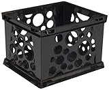 Storex 1466435 Mini Stackable Storage Crate, 9' x 7-3/4' x 6.375' Size, Black
