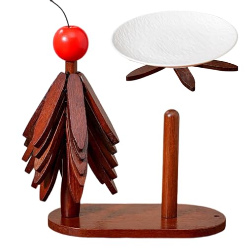 Juego de salvamanteles de madera para árbol, mantel individual de trípode de madera estético, con soporte y tapete de papel caliente, para platos, cuencos, tazas, bebidas, teteras, vajilla en mesa de