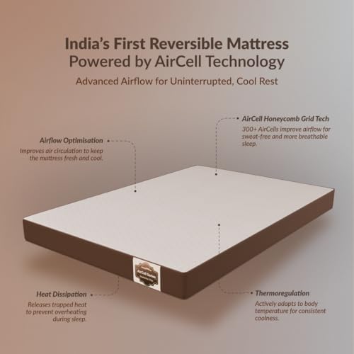Image of SleepyHug Aircell Ortho Dual Comfort Plus 5 Inch Mattress |Reversible Hard & Soft | 2 Side |7 Years Warranty | Back Pain Relief| Orthopedic | Queen Bed Size Brown (Lxwxh -78X60X5 Inch)
