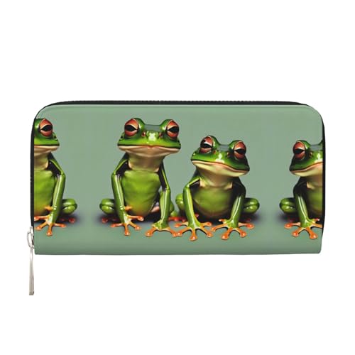 Funny Green Frogs 1 Print Women Wallet Trendy Travel-Friendly 7.9X3.9in Casual Clutch Purse Gift for Ladies