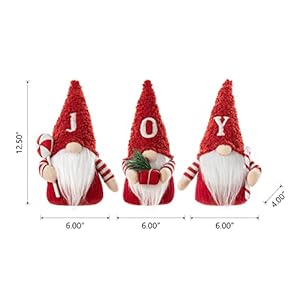 Glitzhome 3 Pack Joy Christmas Gnome, Fabric Gnomes Plush Handmade Xmas Decorations Gift for Holiday Table Decor Glitzhome 3 Pack Joy Christmas Gnome Fabric Gnomes Plush Handmade Xmas Decorations Gift for Holiday Table Decor