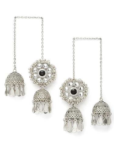 Image of Karatcart Gold Plated Pearl Chain Kundan Kaanchain Earrings for Women