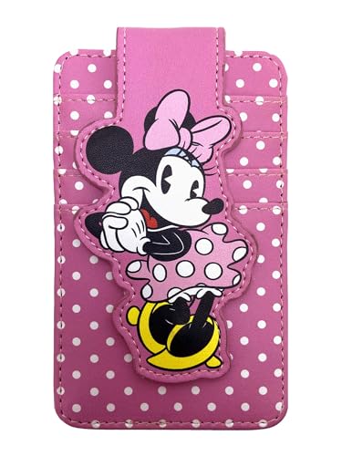 Disney Card Holder Women Slim Compact Wallet Small (Minnie Mouse Pink)