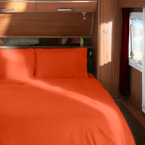 Image of Mellanni RV Short Queen Sheets - 4 PC Iconic Collection Bedding - Hotel Luxury, Extra Soft, Cooling Bed Sheets - Deep Pocket up to 10 inch (RV /Short Queen, Poppy Orange)