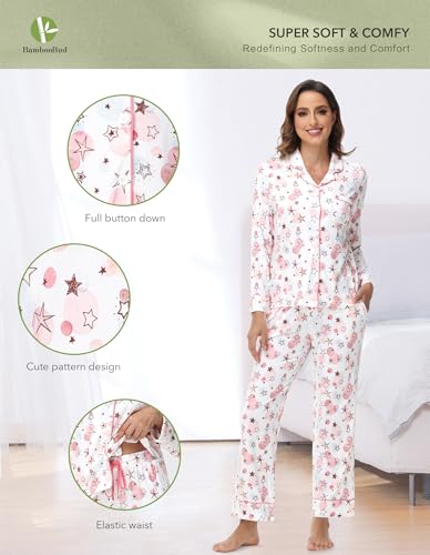 Image of Pajamas Set for Women Soft Knit Button Down Sleepwear 2 Piece Breathable Viscose from Bamboo Pjs S-XXL