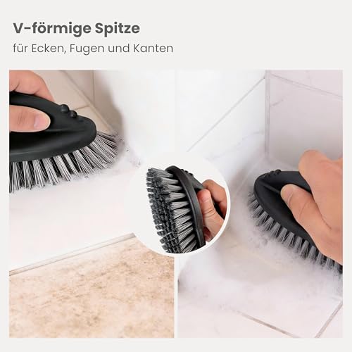 Vigar Multifunktionales Paket, Harte und robuste Borsten, Scheuerbürste mit ergonomischem Griff für Badezimmer, Dusche, Badewanne, Fliesen, Wand, 16 x 7 x 9 cm, Schwarz
